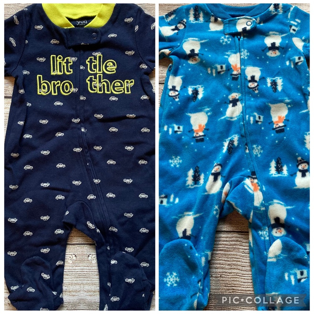 Carter’s Little Brother and Fleece Snowman Coveralls Bundle NWT Boys Size 3 mo